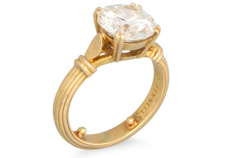 A diamond solitaire ring by London-based jewellery designer/maker Theo Fennell