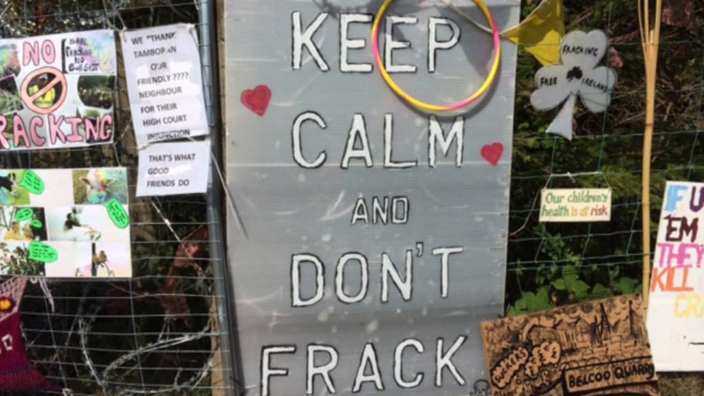 Protests had been staged at the Belcoo site amid fears the controversial fracking technique would be used if large reserves of gas were found.
