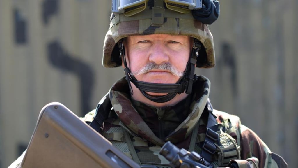 Sgt-Maj Noel Callagha training at Glen of Imaal (Camp Coolmoney) before departing for UN duty in Syria. Photograph: Dara Mac Dónaill/The Irish Times
