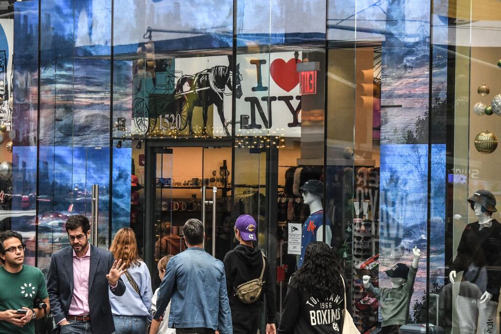 Pedestrians and shoppers in the Times Square neighborhood of New York. US inflation fell more than expected to 2.2 per cent in the year to August. Photograph: Bloomberg