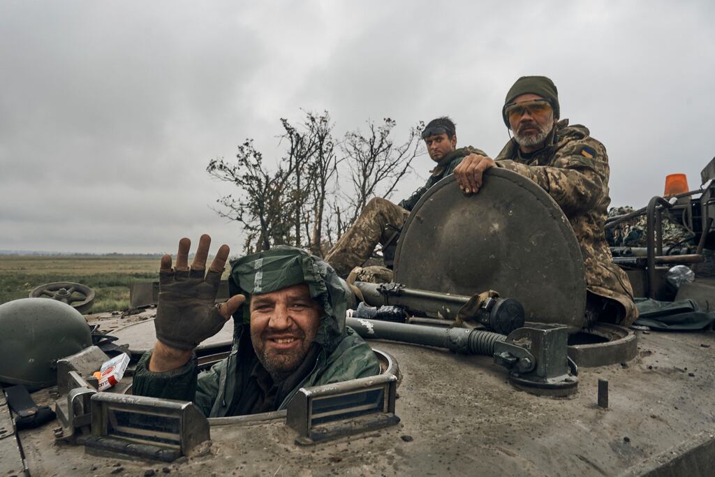 Ukrainian President Volodymyr Zelensky said his forces have liberated more than 2,300 square miles in the east and the south since the beginning of September. Photograph: Kostiantyn Liberov/AP