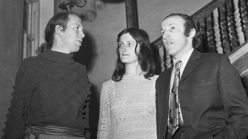 Garech Browne with Paddy Moloney of The Chieftains and his wife Rita O’Reilly in 1971. Photograph: Kevin McMahon