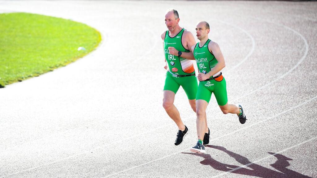 Para-athlete Donnacha McCarthy and his guide Eamonn Tilley of Triathlon Ireland. Photograph: Stephen McCarthy/Sportsfile