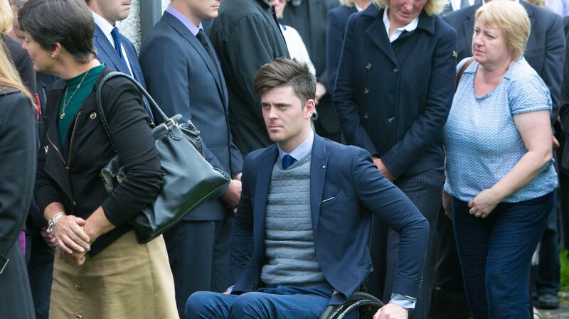 Robert McNamara arriving at the funeral of his cousin jockey JT McNamara in Manister Church Co Limerick. Photograph: Brian Gavin/Press 22