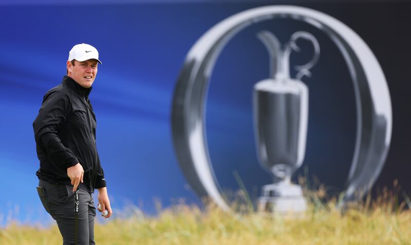 Robert MacIntyre of Scotland looks on from the fifth green during a practice round prior to The 152nd Open Championship at Royal Troon. Photograph: Andrew Redington/Getty Images