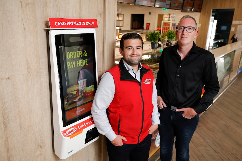 Romayo's Dario Macari and Boss IT's Padraig Shanley: Under the deal, Romayo’s will use Boss IT’s technology across its point of sale, inventory, online ordering systems, driver management and staff scheduling to deliver cost savings and speed up processes. Photograph: Conor McCabe Photography
