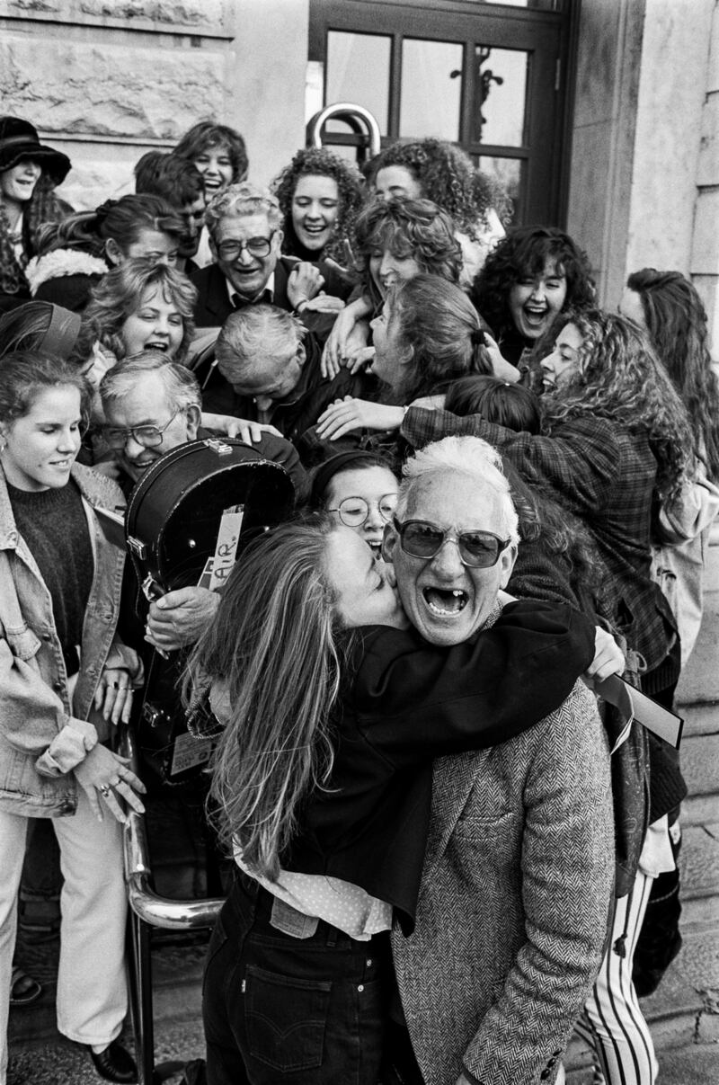 After the early rise the pressure of fending off dozens of female ‘fans’ was a bit much for the dads. Photograph: Frank Miller
