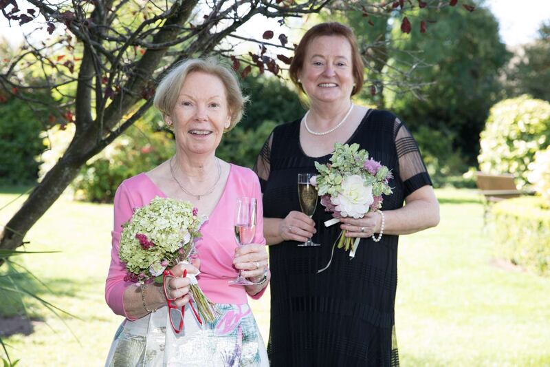 Gráinne Healy (right) with her wife, Patricia O’Connor, on their wedding day in 2019. Photograph: Paul Sharpe/Sharpix