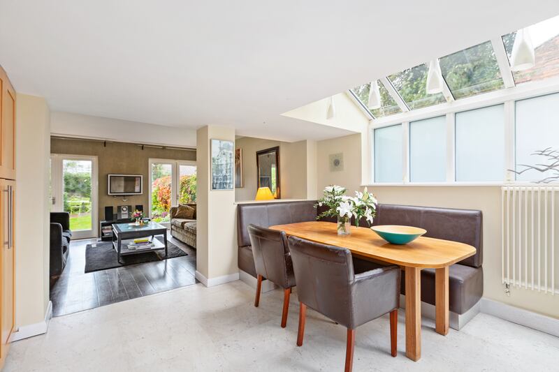 The extension includes a dining area, designed to capitalise on the south-easterly light with windows above and to the side