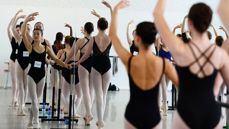 Dancers during the Joffrey Ballet auditions at the Dance Theatre, Foley Street, Dublin. Photograph: Cyril Byrne