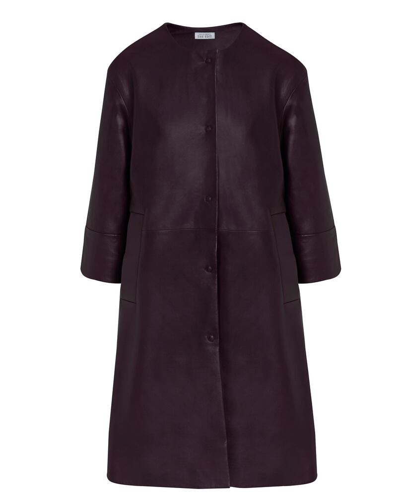 TheEdit at Dunnes Stores: Chocolate Leather Coat, €229, designed by Carolyn Donnelly