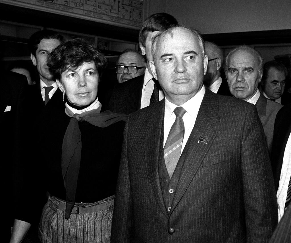 In a photograph dated from December 15th, 1984, Mikhail Gorbachev visits the British Museum in London with his wife Raisa. Photograph: PA Images