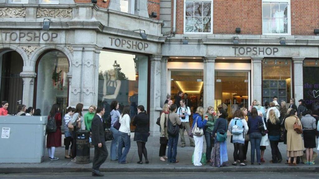 Topshop in Dublin. Arcadia, which also owns the Topshop, Topman, Burton, Miss Selfridge and Evans brands, said on Tuesday it made a profit before tax and one-off items of £143.1 million in the year ended August 30th, down from £148.1 million in 2012-13, on total sales up 1 per cent to £2.71 billion.