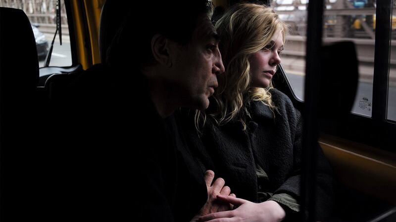 Javier Bardem and Elle Fanning in The Roads Not Taken. Photograph: Jeong Park / Bleecker Street