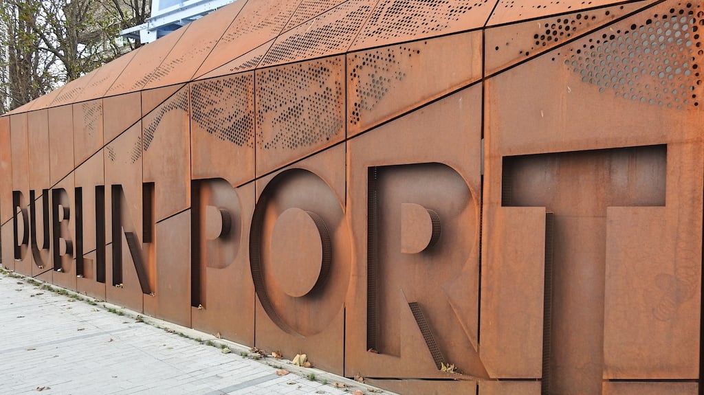 The Dublin port docks sign, located on East Wall Road.