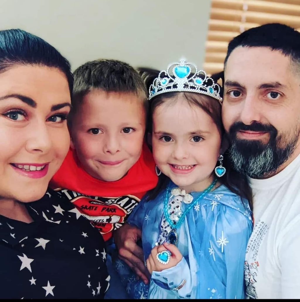 James Bishop and his wife Leanne with their two children; Logan (7) and Keeva (4). Photograph: James Bishop