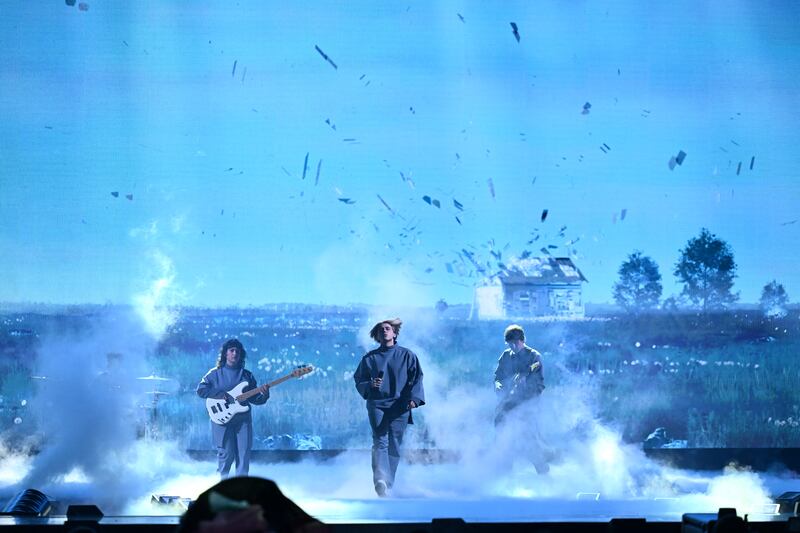 Katarsis representing Lithuania with the song "Tavo Akys". Photograph: by Fabrice Coffrini/AFP/Getty