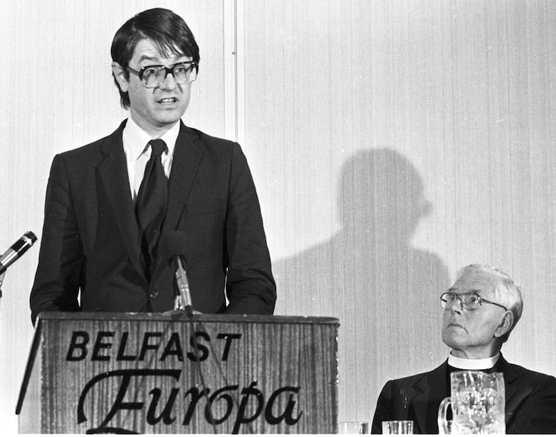 Martin Mansergh addresses the 1982 SDLP Conference in Belfast. Photograph: Dermot O'Shea