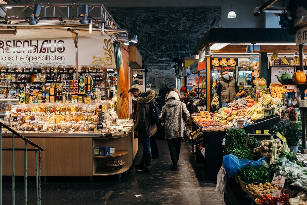 Shoppers in Frankfurt. Inflation in the euro zone dropped by the most on record in March but growth in core prices accelerated, Eurostat data showed on Friday. Photograph: Felix Schmitt/The New York Times