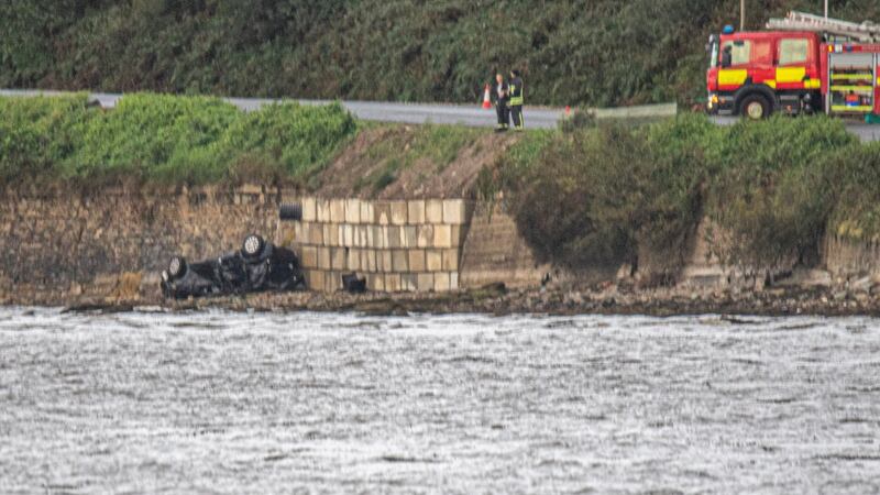 The wreckage of the car at the scene where three people lost their lives. Photograph: North West Newspix