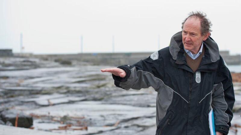 Island co-op manager Paddy Crowe  with the report on sustaining coastal communities on Inis Oírr. Photograph: Andrew Downes