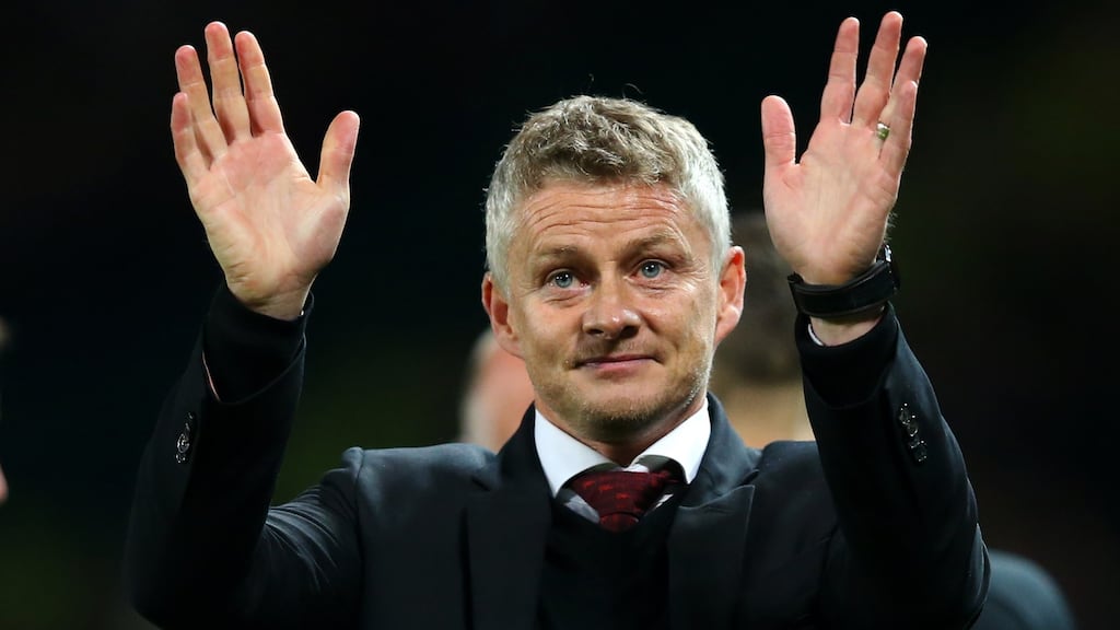 Manchester United manager Ole Gunnar Solskjaer leaves the pitch after the Carabao Cup victory over Rochdale. Photo: Alex Livesey/Getty Images