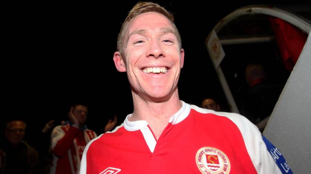 St Pat’s captain Conor Kenna celebrates at the end of the Sligo game.