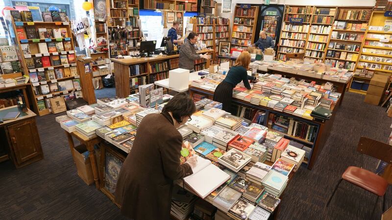 Preparing books for delivery at Charlie Byrne's Bookshop in Galway city. Photograph: Joe O'Shaughnessy.