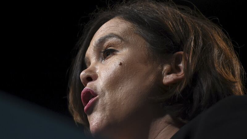 Sinn Fein deputy leader Mary Lou McDonald speaks at the party’s ardfheis at the Convention Centre in Dublin. Photograph: Clodagh Kilcoyne