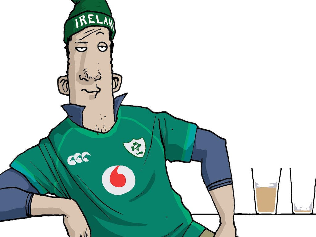 Ross O'Carroll-Kelly: I automatically tighten my muscles to make sure the old abs and pecs look their best. Illustration: Alan Clarke