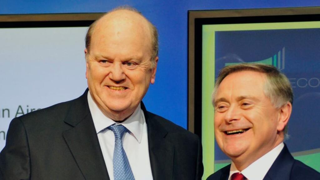 Minister for Finance Michael Noonan (left) and Minister for Public Expenditure and Reform Brendan Howlin who said they will be in ‘listening mode’ at the forum. Photograph: Aidan Crawley