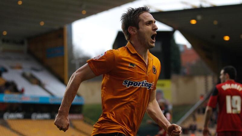 Kevin Doyle celebrates scoring for Wolves against Bristol City last weekend. Photograph: Harry Engels/Getty Images