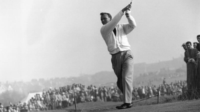 Arnold Palmer in action during the Ryder Cup match at the Royal Lytham and St Anne’s Golf Club in 1961. Photograph: Central Press/Getty Images