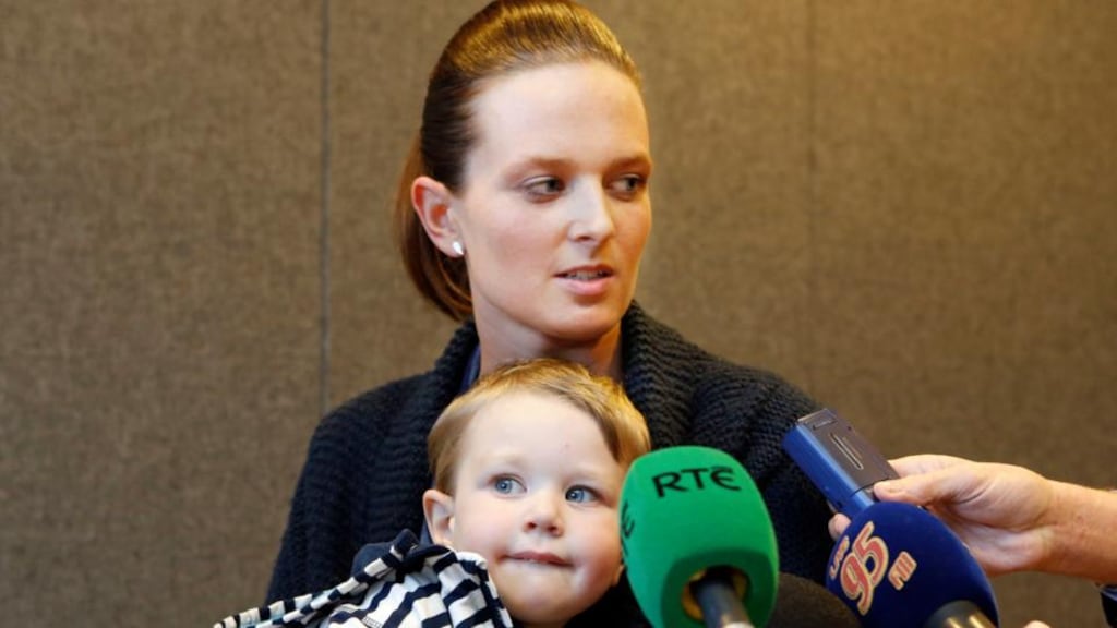 Theo Costelloe (aged 2 1/2) from Aspen Gardens, St Patrick’s Road, Limerick, who went for a walkabout at 2am yesterday. Pictured here with his mum Christine. Photograph: Don Moloney/Press 22