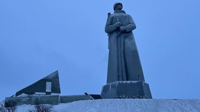 A monument in Murmansk, northern Russia, to defenders of the Soviet Arctic during the second World War. Locals call the statue Alyosha, the diminutive form of the name Alexei. Photograph: Daniel McLaughlin
