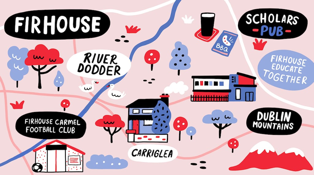 Firhouse is ideally located just off the M50, providing easy access to both north and south sides of the city. A 14-minute drive will take you to Dundrum Town Centre. Illustration: Aoife Dooley