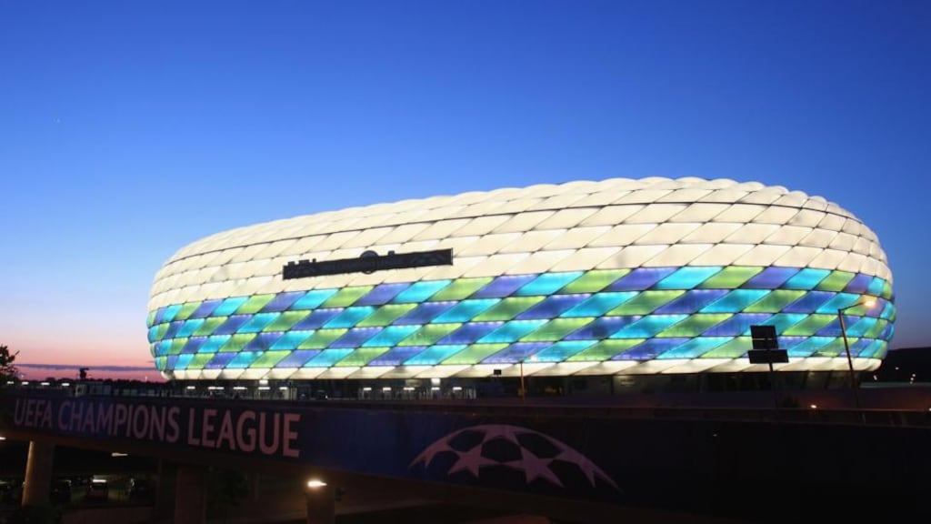 The Allianz arena in Munich. Reinsurer Munich Re is likely to face damage claims of €250 million to €350 million from flooding in central Europe, a bank analyst predicted yesterday, after Allianz pencilled in its own net hit at €350 million.