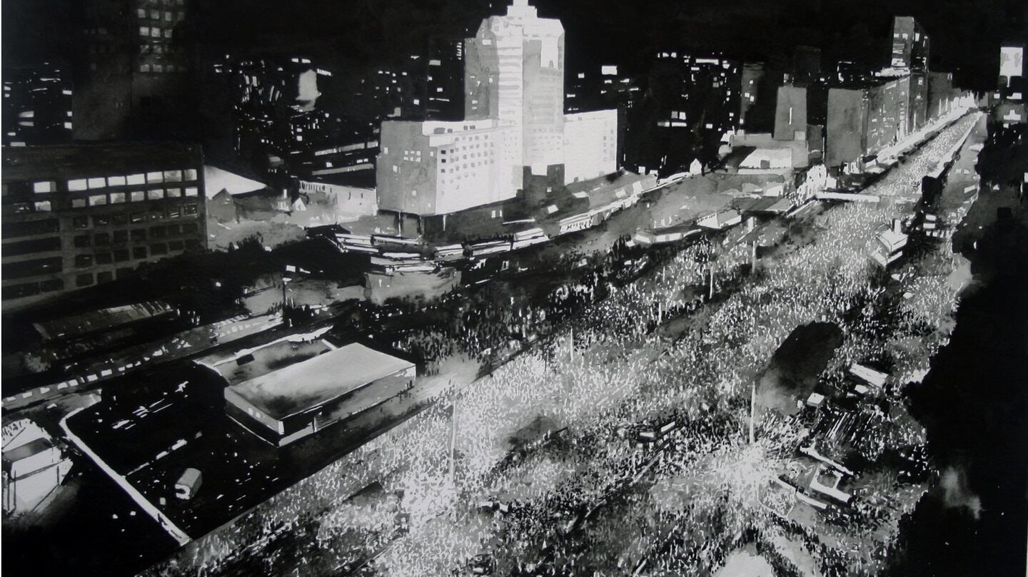 Protest Crowd: Rio de Janeiro (2013) by Joy Gerrard
