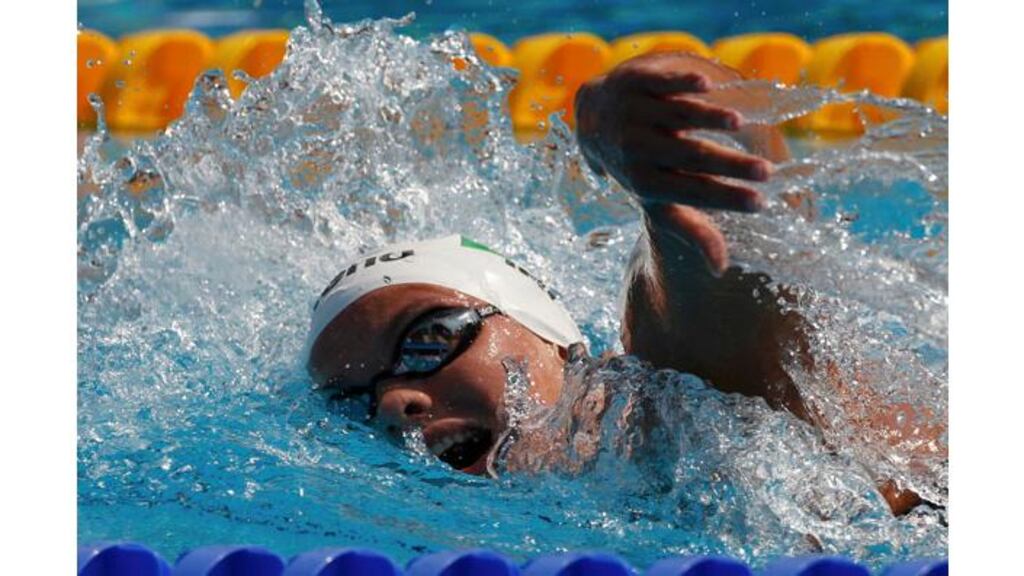 Ireland's Grainne Murphy competing in the women's 1,500m freestyle heats where she finished as fastest qualifier for the final at the European Swimming Championships in Budapest, Hungary. (Photograph: Peter Andrews/Reuters)