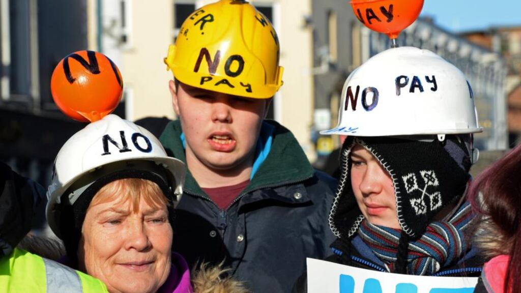 People take part in the weekend protest against water charges in Dublin. Photograph: Eric Luke/The Irish Times