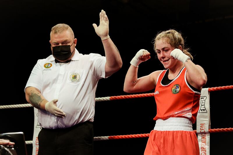 Caitlin Fryers: defeated England’s Alifia Stubley 3-2 to advance to the quarter-finals. Photograph: Brian Reilly-Troy/Inpho