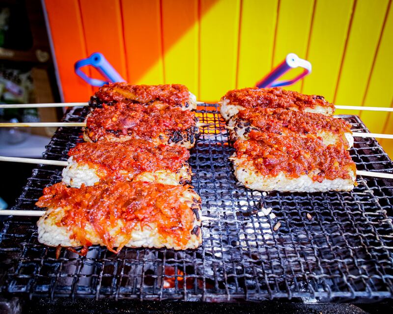 Yaki Onigiri being prepared.