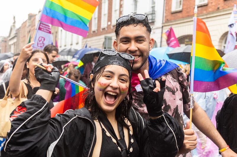 People take part in the Dublin Pride parade on Saturday. Photograph: Evan Treacy/PA Wire