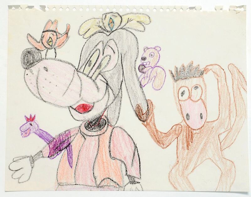 Kurt Cobain drawing of Disney characters