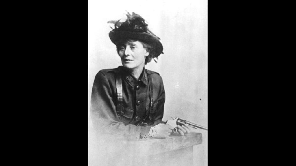 The Dublin Metropolitan Police raids homes of Constance Markievicz (above) and others in Dublin, and seizes printing press and type