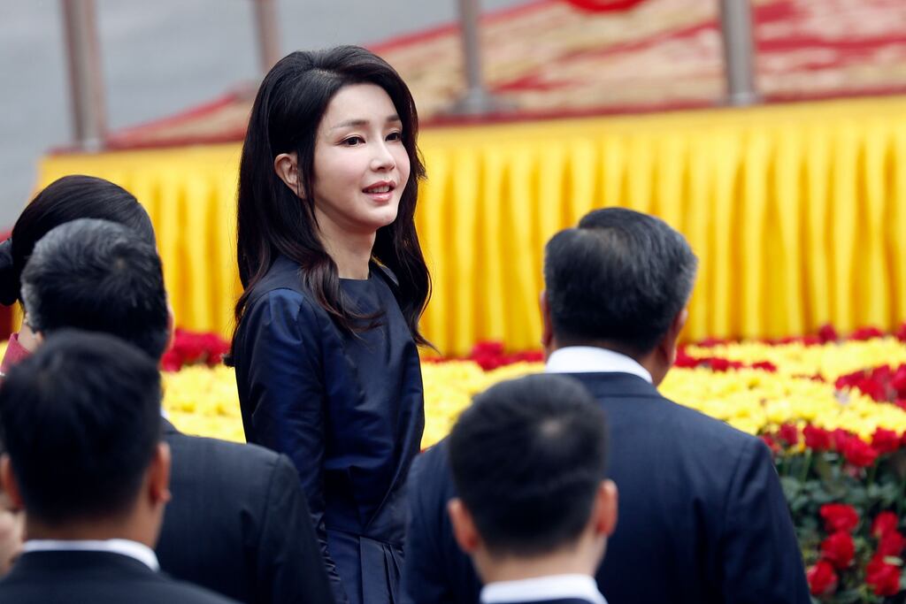 South Korean president Yoon Suk Yeol's wife Kim Keon Hee at the Presidential Palace during a welcome ceremony in Hanoi, Vietnam. Photograph: Lung Thai Linh/Shutterstock