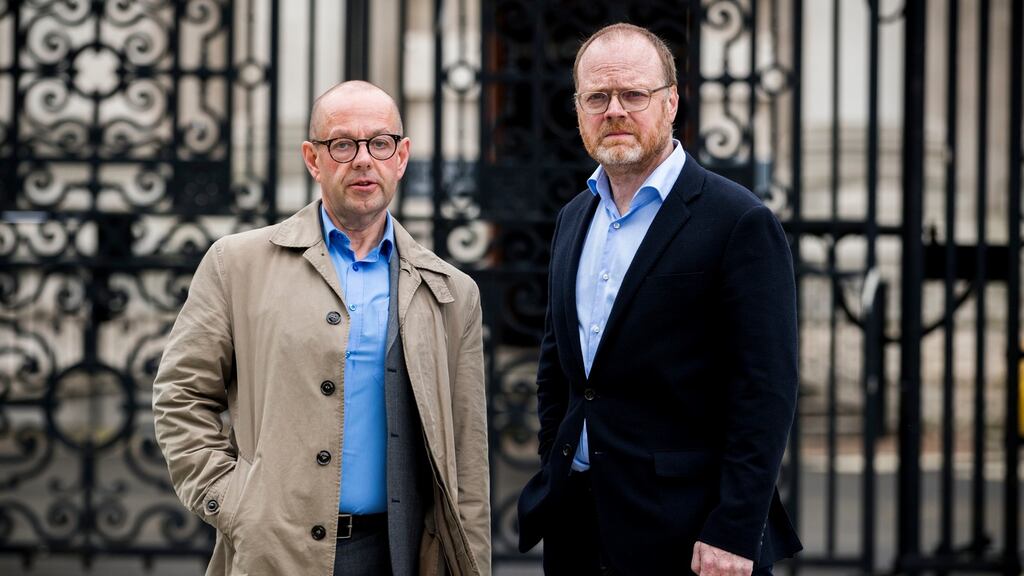 Investigative journalists Barry McCaffrey (left) and Trevor Birney: arrested for airing confidential material in a documentary. File Photorgraph: Liam McBurney/PA Wire