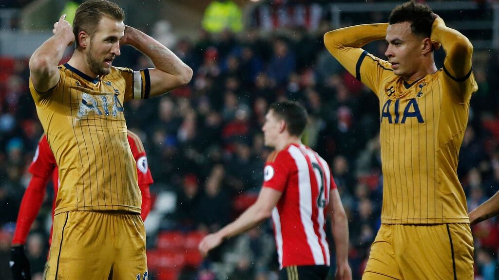Harry Kane and Dele Alli were left frustrated as Sunderland held Spurs to a goalless draw. Photograph: Reuters/Andrew Yates