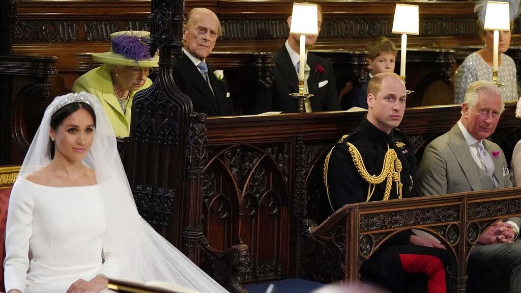 Meghan Markle in St George’s Chapel, Windsor Castle, on the day of her marriage to Prince Harry last May. Photograph: Jonathan Brady/AFP via Getty Images