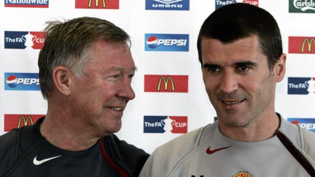 Alex Ferguson and captain Roy Keane before their relationship soured. Photograph: Phil Noble/PA Wire
